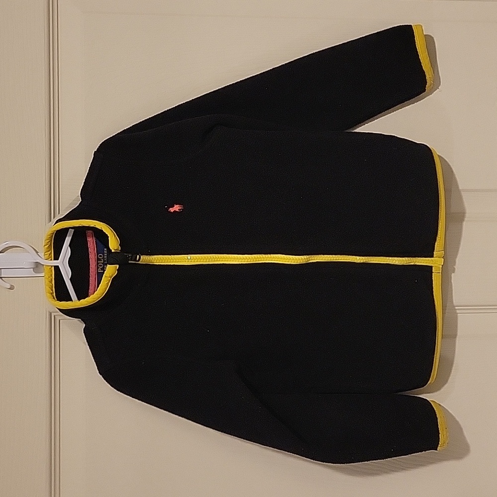 Polo by Ralph Lauren Kids Fleece Sweater in Black with Yellow Accents